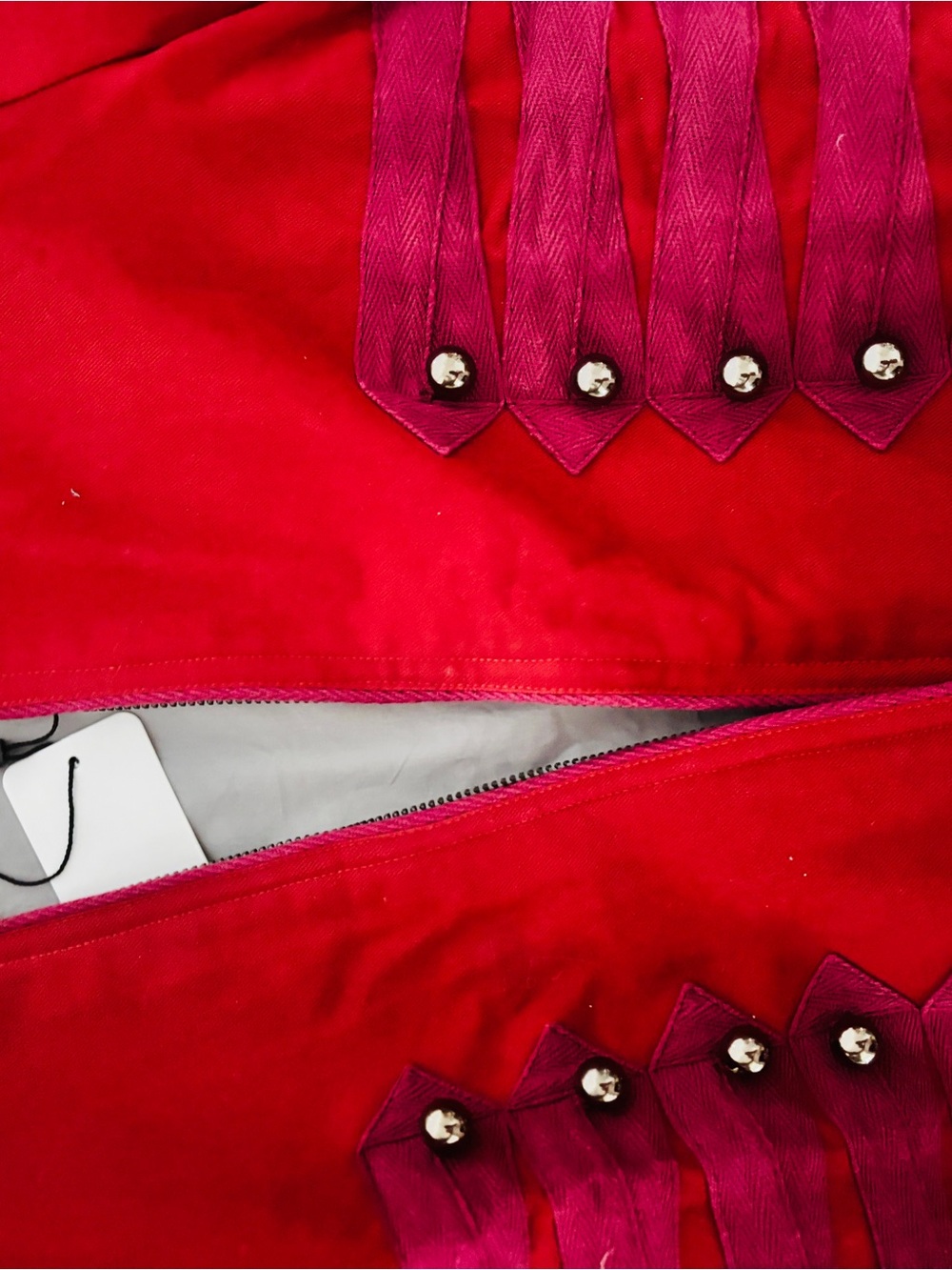 Red Military-Style Buttoned Jacket - Picture 4 of 4